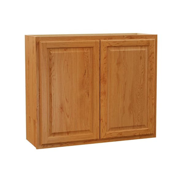 Hampton 36 in. W x 12 in. D x 30 in. H Assembled Wall Cabinet in Medium Oak