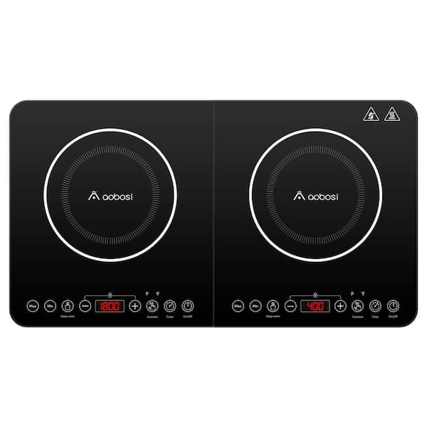 22 in. 2 Elements Electric Induction Cooktop in Black with 4 Hour Timer,10 Temperature,Glass Top,1800W-Power,Child Lock