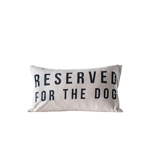 Storied Home White and Black in. Reserved for the Dog in. Cotton 24 in. x 14 in. Lumbar Throw Pillow