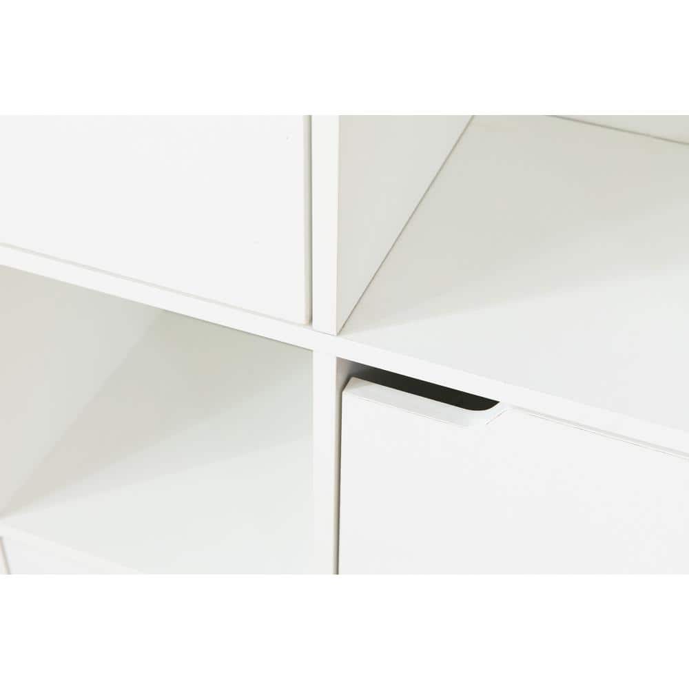 White 9-Cube Wooden Organizer with Doors and Shelves
