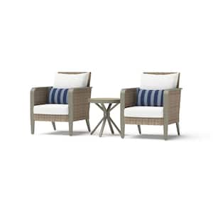 Grantina 3-Piece All-Weather Wicker Patio Club Chairs and Side Table Seating Set with Sunbrella Centered Ink Cushions