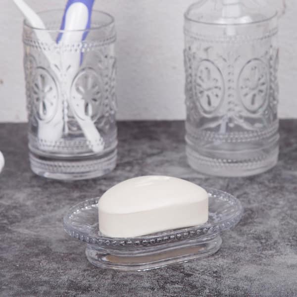 GLASS HAND & DISH SOAP BOTTLE TRAY SET — DMAR Interiors