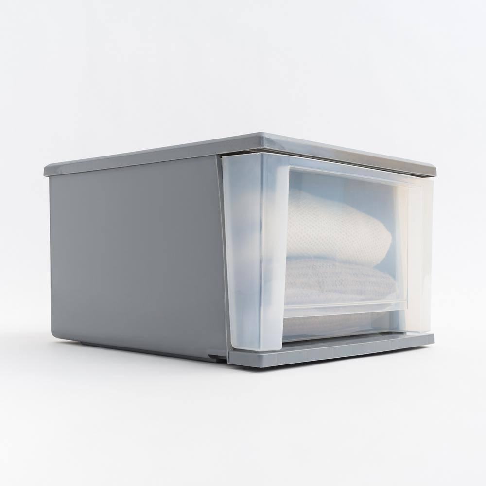 White Plastic Stackable Storage Drawers, Set of 3