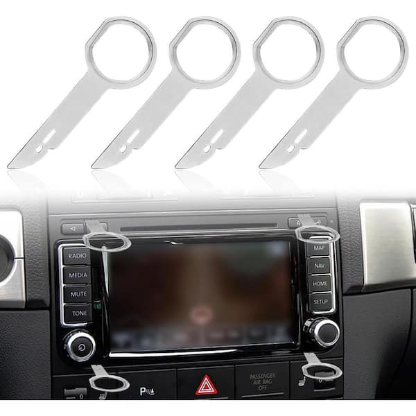 OBJLGEV Universal Pin Stereo Hooks Tools Car Radio Removal Key Set Compatible with Audi VW Mercedes BMW 4-Pieces