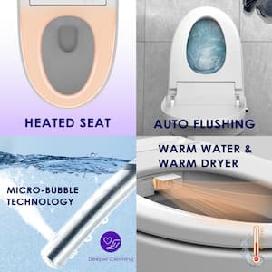 BN6100-S, Tankless Elongated Smart Bidet Toilet, 1.28 GPF in White with Auto Flush, Soft Close Heated Seat