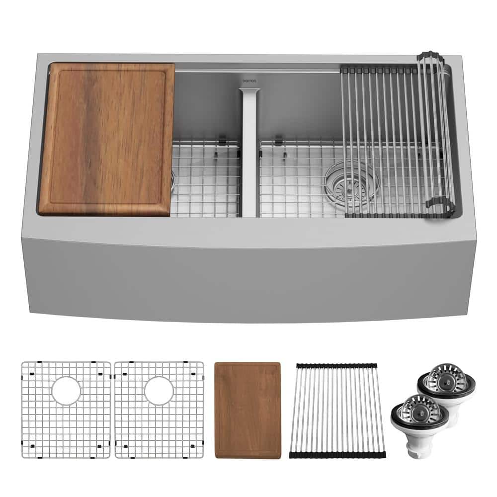 Elite 36'' Double Bowl Stainless Steel Farmhouse Sink