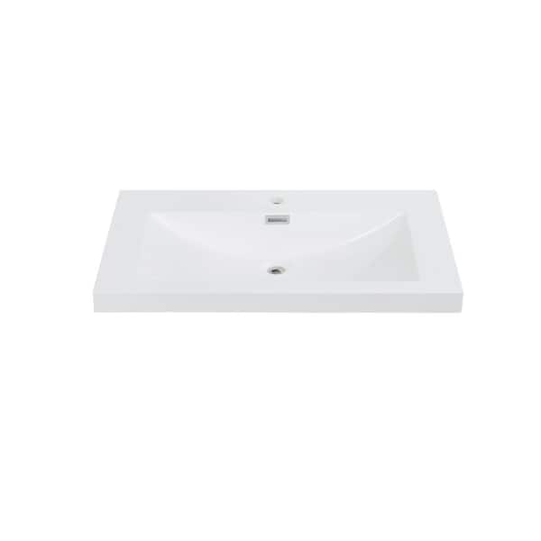 Streamline 31.5 in. W x 18.5 in. D Solid Surface Resin Vanity Top in White