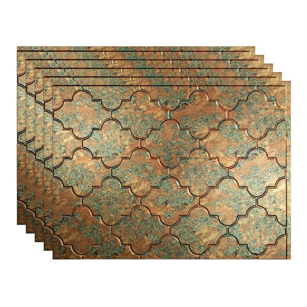 Fasade 18.25 in. x 24.25 in. Monaco Vinyl Backsplash Panel in Copper Fantasy (5-Pack)