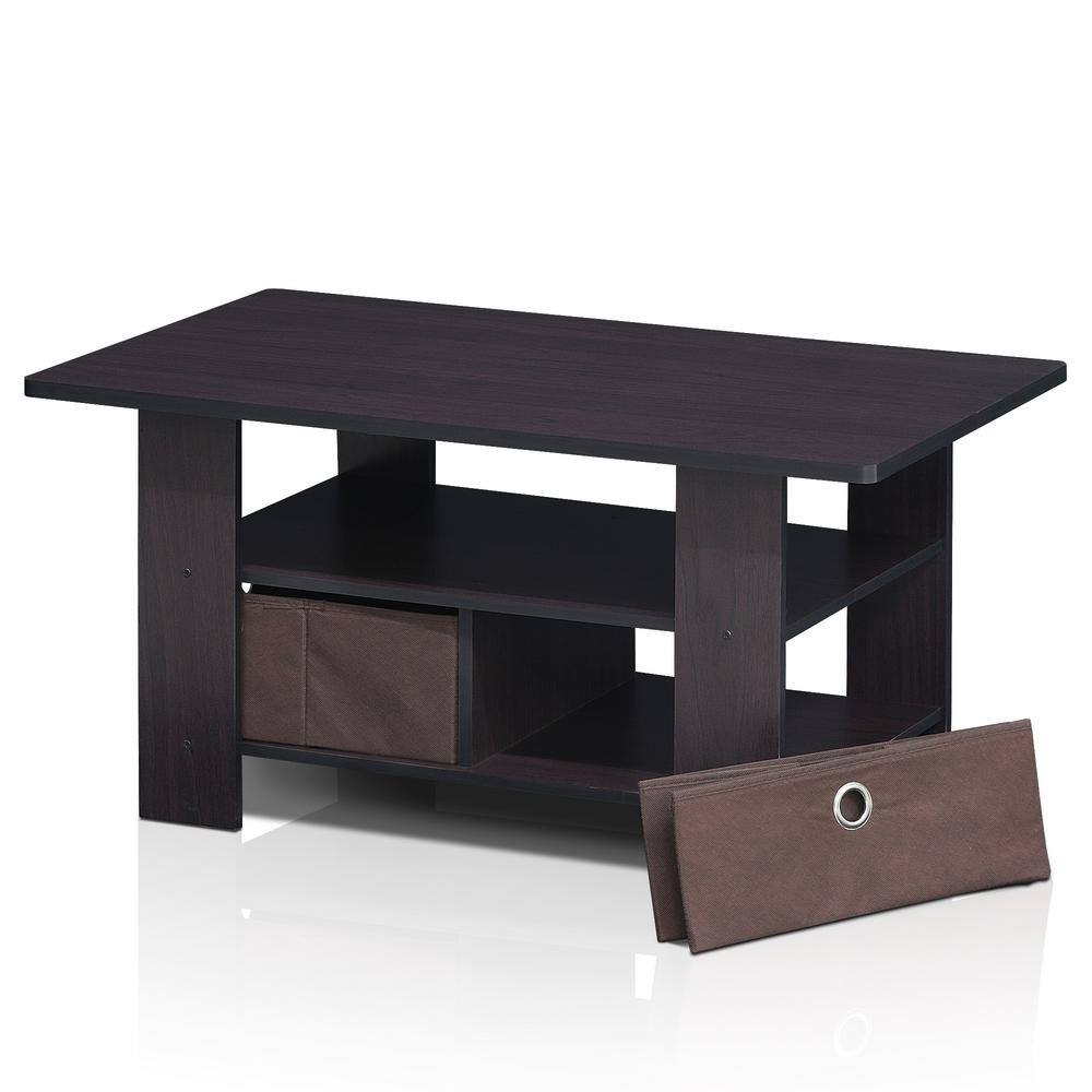 Andrey Dark Walnut Rectangular Coffee Table with Storage Bin