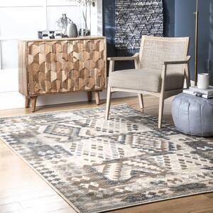 Kassidy Modern Nordic Abstract Beige 8 ft. x 10 ft. Area Rug
