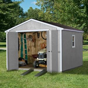 Pro Installed Princeton Premier 10 ft. x 10 ft. Wood Shed with Floor, Window and Ramp Upgrade Gray Shingle (100 sq. ft.)