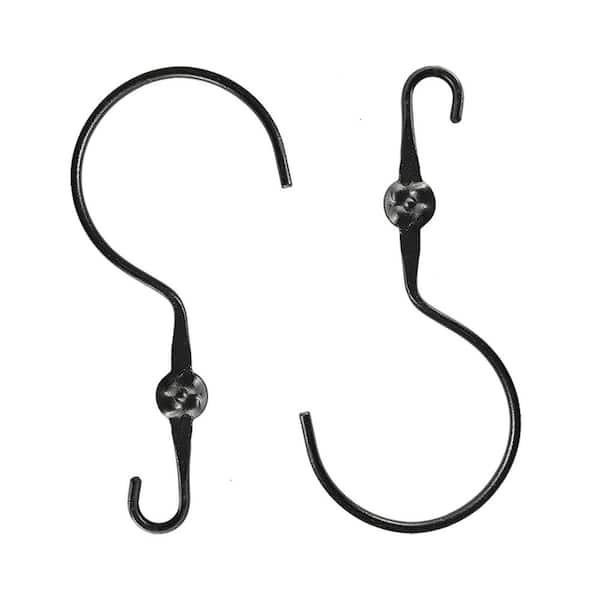 Set of 2 Double Ended Extender Iron Hangers with Wide Hook, 12 in. Tall, Black Powder Coat Finish