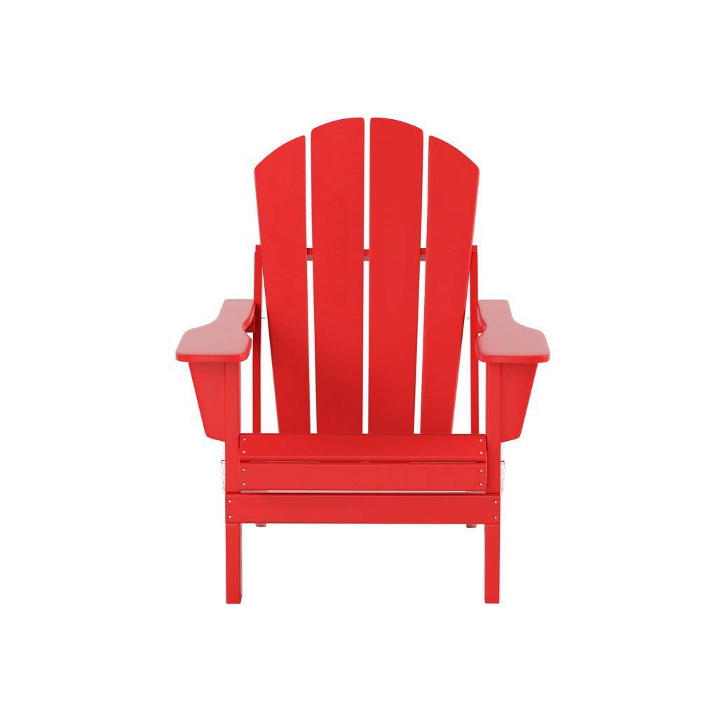 Red Plastic Adirondack Armchair Set for 2, 32" x 35.25"