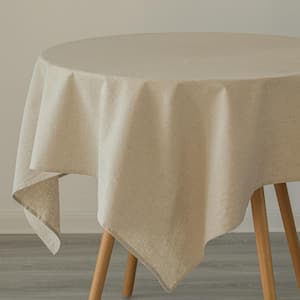 52 in. x 52 in. Square Natural Beige/Cream Solid Color 100% Pure Linen Washable Tablecloth