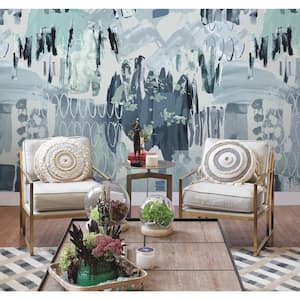 81 sq. ft. Blue Tamara Day Abstraction Peel and Stick Wallpaper Mural