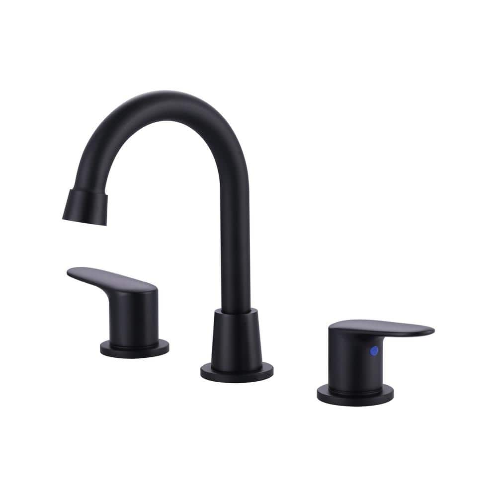 Matte Black Double Handle Widespread Bathroom Faucet