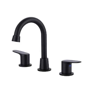 8 in. Widespread Bathroom Sink Faucet with Two Handles in Black