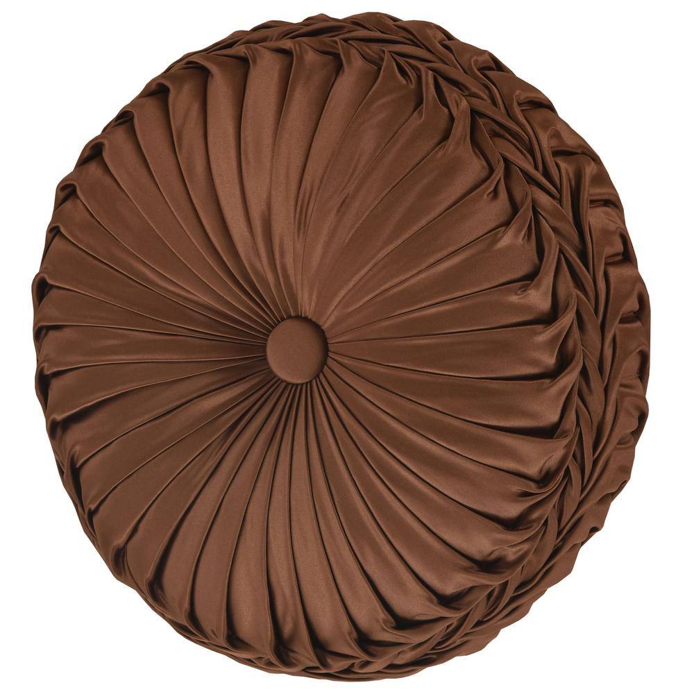 La Grande Copper Polyester Tufted Round Decorative Throw Pillow 15 x 15 in.