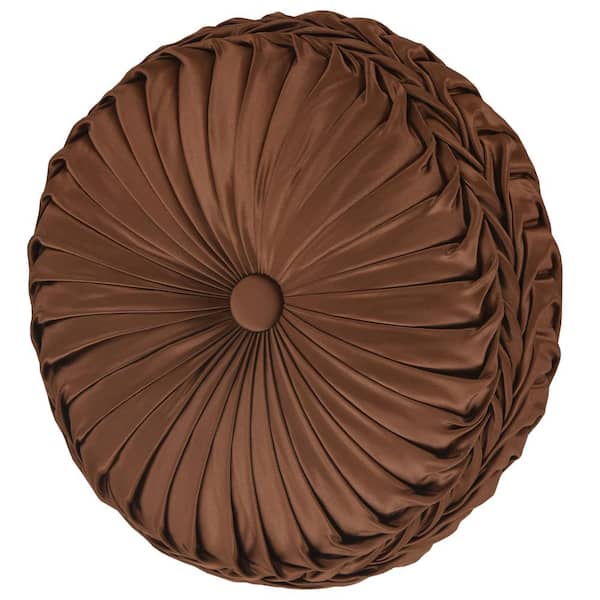 Unbranded La Grande Copper Polyester Tufted Round Decorative Throw Pillow 15 x 15 in.