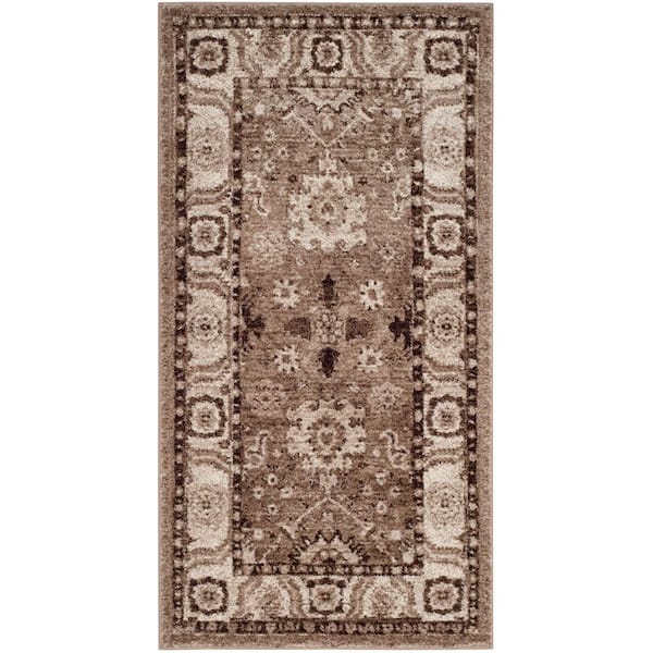 SAFAVIEH Vintage Hamadan Taupe Doormat 3 ft. x 5 ft. Border Area Rug