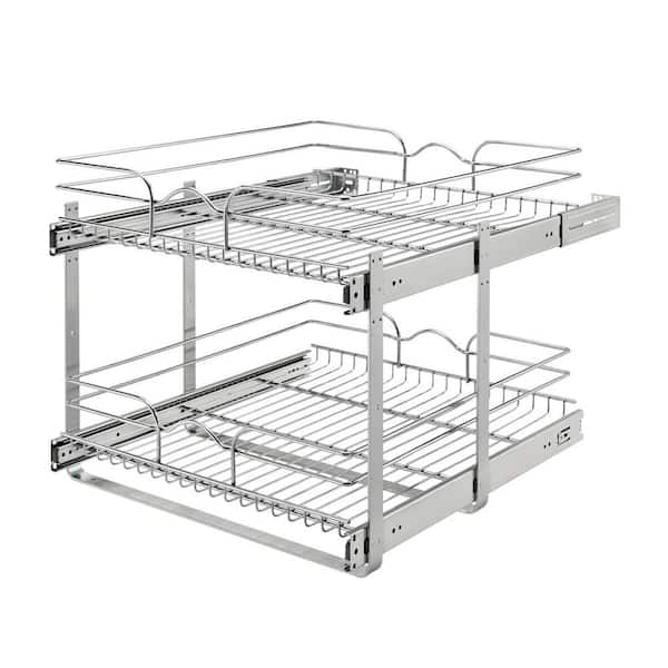 5WB2-1222-CR Rev-A-Shelf D Base Cabinet Pull-Out Chrome 2-Tier Wire Basket W x 22 in 12 in 