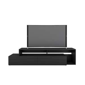 Tonik 72 in. Black TV Stand with 2 Drawers Fits TVs up to 80 in. with Cable Management