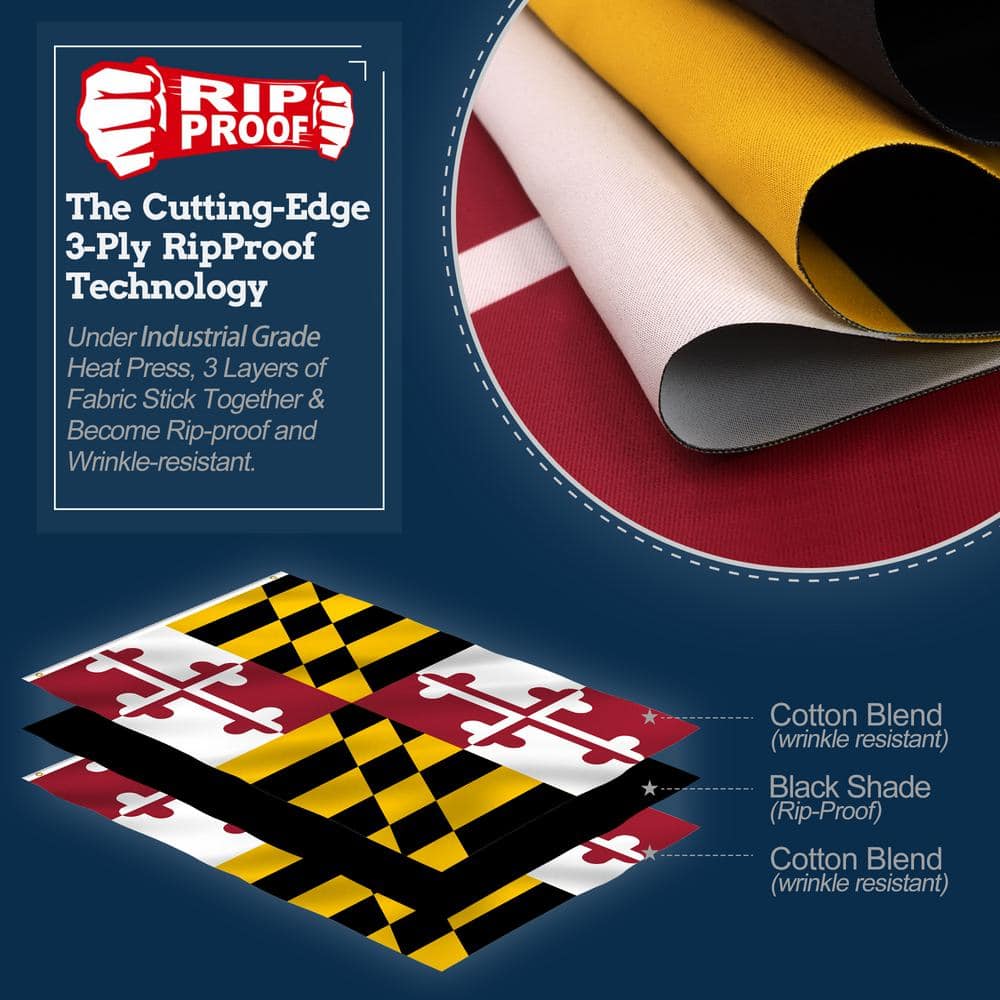 Rip-Proof Double Sided 3-Ply Maryland State Flag 3x5 Foot