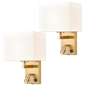 10.4 in. 1-Light Gold Modern Wall Sconce with Standard Shade
