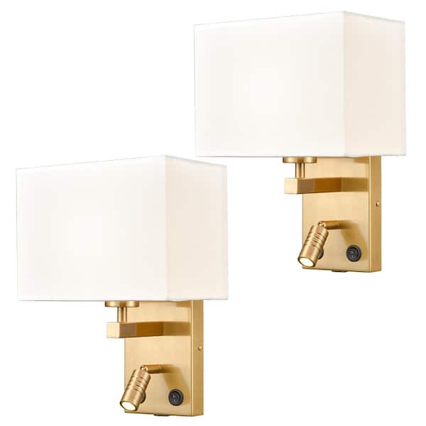 CLAXY 10.4 in. 1-Light Gold Modern Wall Sconce with Standard Shade