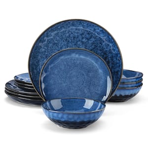 Series Starry 12-Pieces Dinnerware Set Porcelain with 4 x Dinner Plate 4 x Dessert Plate 4 x 550 ml Bowl (Service for 4)