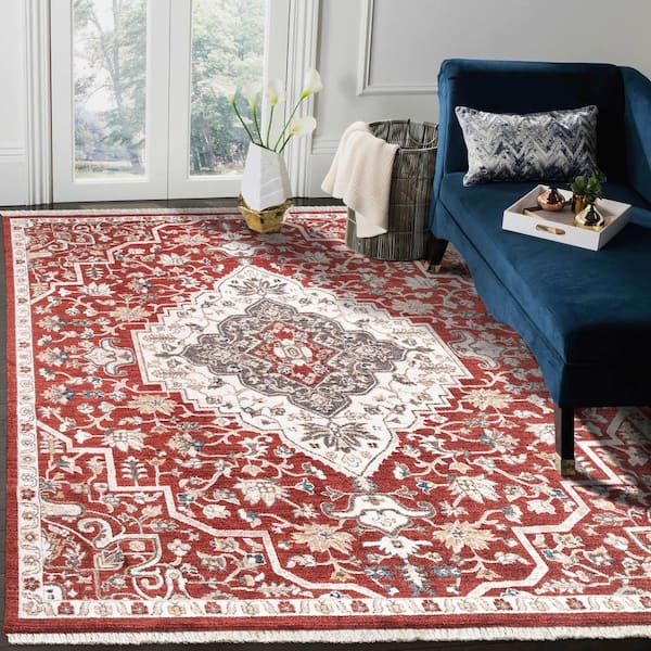 PRIVATE BRAND UNBRANDED Bazaar Heriz Medallion Red 5 ft. x 7 ft