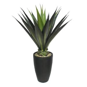 44 in. Artificial Tall High End Realistic Silk Giant Aloe Plant with Contemporary Planter