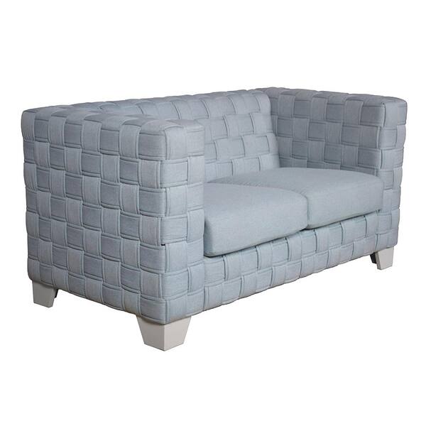 Acme Furniture Saree 31 in. Light Teal Chenille and White Finish Solid Fabric 2-Seat loveseat