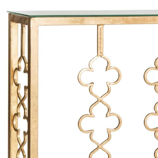 SAFAVIEH Carolina 8 in. Gold/Glass Console Table FOX2575A - The