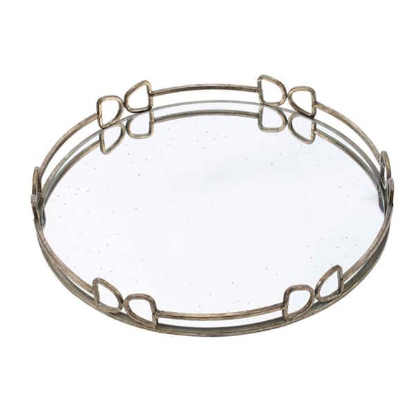 Avex D16. 1x2" Silver Glass Round Decorative Tray