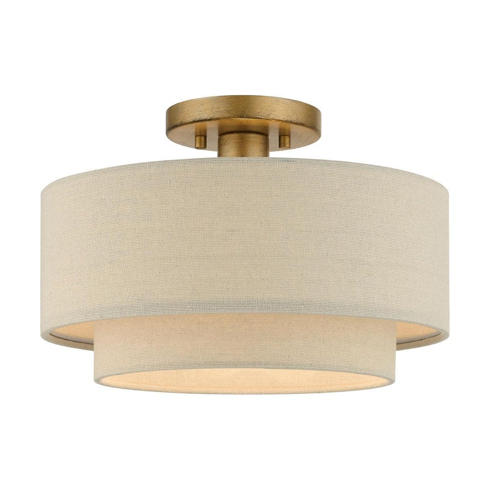 Parkside 13 in. Mid Century Drum Modern Antique Gold Leaf Semi-Flush Mount for Bedroom, Kitchen, Bulb not Included price history on PriceWatchPro