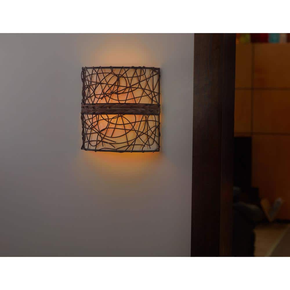 Catalina Brown Wicker LED Battery-Powered Wall Sconce