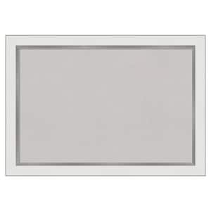 Eva White Silver Narrow Framed Grey Corkboard 27 in. x 19 in Bulletin Board Memo Board