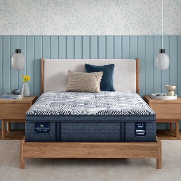 Perfect Sleeper Pro Hybrid Edinburgh King Plush Pillow Top 15 in. Low Profile Mattress Set