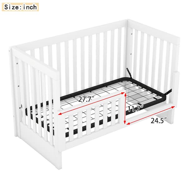 Harper & Bright Designs Convertible White Crib/Full Size Bed with 3  Adjustable Height Options, Crib and Changing Table Combo QMY207AAK - The  Home Depot