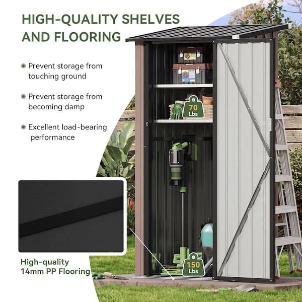 Sizzim 2.9 ft. W x 2 ft. D Metal Storage Shed with 2-Piece Shelves