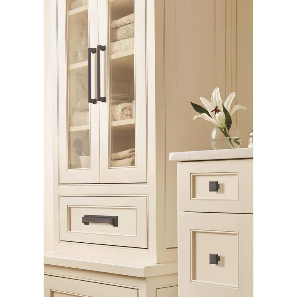 Matte Black Square Traditional Cabinet Knob with Mounting Hardware