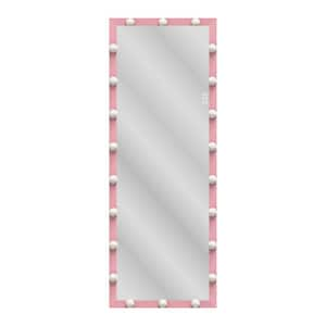 62.6 in. W x 23.3 in. H Rectangular Framed LED Lighted Dimmable Wall Bathroom Vanity Mirror in Pink