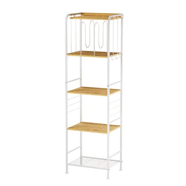 Towel Rack Free Standing 4-Tier M-Shaped White Detachable Dividers, Durable Metal Towel Holder for Bathroom