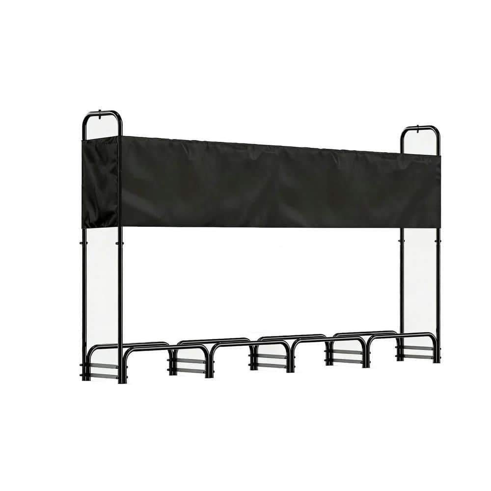 Adjustable Firework Racks 96 in. Heavy Duty Outdoor Adjustable Firewood Rack with Cover ...