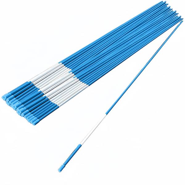 FiberMarker 48 in Solid Blue High Visible 1/4 in. Dia Snow Poles, Driveway Markers with 360° Reflective Strip (20-Pack)