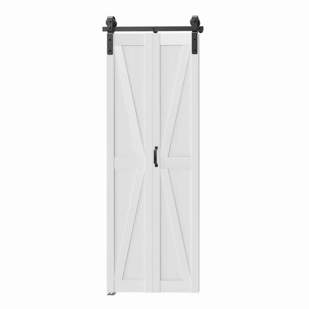 24 in. x 84 in. White, Finished, MDF, Pre-assembled Panel, K Shaped, Bi-Fold Style Sliding Barn Door with Hardware Kit price history on PriceWatchPro