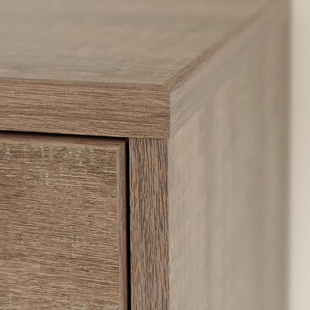 Weathered Oak Farmhouse Double Dresser with Metal Accents