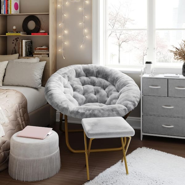 Carnegy Avenue Gwen 38 in. Oversize Faux Fur Folding Saucer Moon