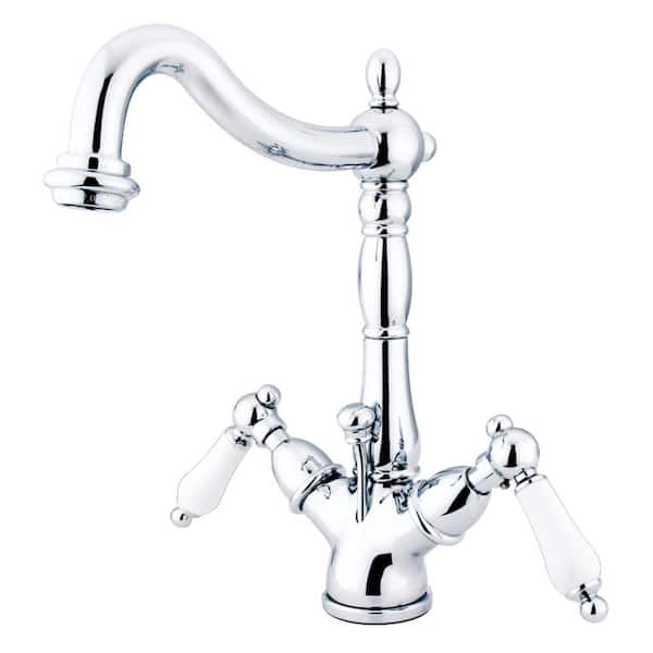 Kingston Brass Heritage Single Hole 2-Handle Bathroom Faucet in Chrome
